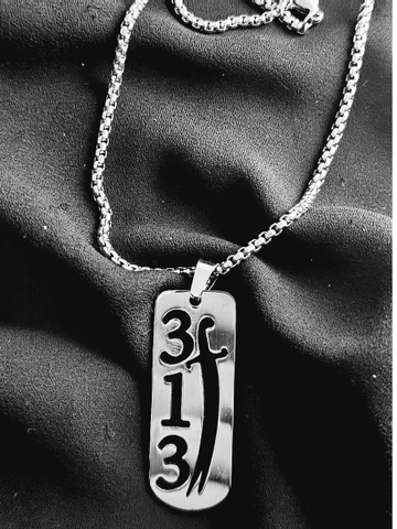 زنجیر و پلاک 313 و شمشیر ذوالفقار ( گردنبند )